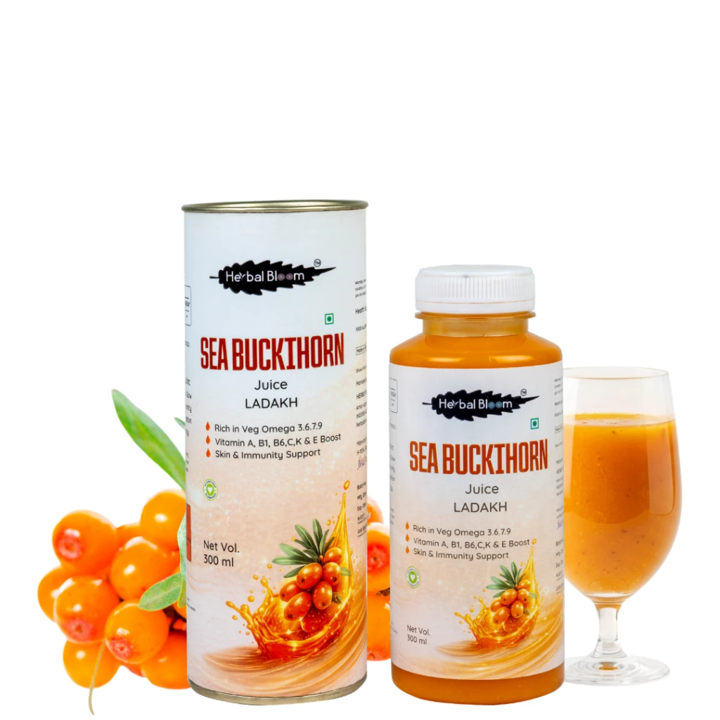 Herbal Bloom Sea Buckthorn Juice Ladakh Bottle and Canister